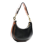 Smooth Calfskin Medium Strap Ava Shoulder Bag Black Tan