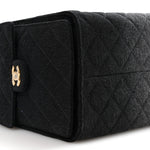 Washed Denim Quilted Medium Chanel 25 Handbag Black