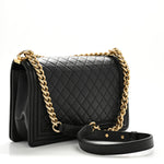 Lambskin Quilted New Medium Boy Flap Black