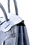 Matte Porosus Crocodile 18K White Gold Diamond Birkin 35 Bleu Brighton