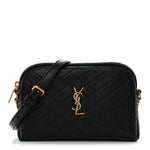 Lambskin Quilted Gaby Zipped Pouch Black