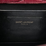 Calfskin Crocodile Embossed Medium Classic Monogram Kate Tassel Satchel Dark Red
