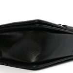Calfskin Pleated Medium Boy Flap Black
