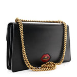 Knight Calfskin Malaga Kid Heart Medium GG Marmont Chain Handle Bag Black Hibiscus Red Multicolor