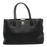 Calfskin Cerf Executive Shopper Tote Black