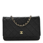Caviar Quilted Wallet on Chain WOC Black