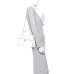 Caviar Quilted Medium Retro Twist Top Handle Flap White