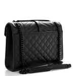 Grain De Poudre Textured Mixed Matelasse Triquilt Medium Monogram Monochrome Satchel Black