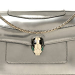 Metallic Calfskin Serpenti Forever Shoulder Bag Silver
