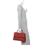 Caviar Quilted Medium Coco Handle Flap Dark Red