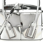 Mirror Laminated Nappa Maxi Intrecciato Mini Arco  Silver