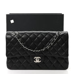 Lambskin Quilted Medium Double Flap Black
