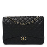 Caviar Quilted Maxi Double Flap Black