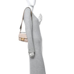 Canvas Vitello King Bi-Color Strap FF Embroidered Mini Baguette Poudre