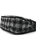 Tweed Shearling Quilted Lambskin Shopping Tote  Black Grey