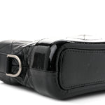 Patent Goatskin Quilted Small Gabrielle Hobo Black
