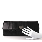 Lambskin Vertical Quilted Clutch Black