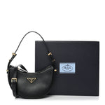 Soft Calfskin Arque Shoulder Bag Black
