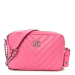 Lambskin Chevron Quilted Small Promenade Camera Case Pink