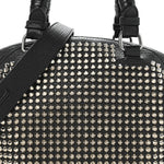 Grained Calfskin Studded Panettone Bowling Bag Black