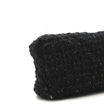 Tweed Quilted Kiss Lock Clutch Black