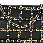Lambskin Chain Frame Shoulder Bag Black