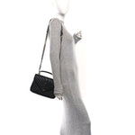 Sheepskin Matelasse Chevron Monogram Medium College Bag Black