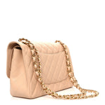 Caviar Quilted Jumbo Double Flap Beige