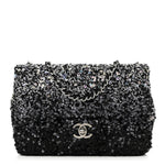 Shaded Sequins Mini Flap Black