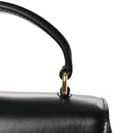 Satinated Calfskin Mini 16 Top Handle Bag Black
