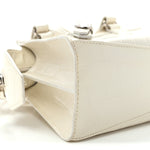 Semi Shiny Calfskin Crocodile Embossed Neo Classic Silver Hardware Nano City Crossbody White