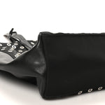 Tessuto Nylon Calfskin Grommet Tote Black