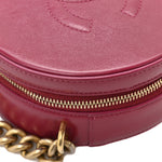 Glazed Calfskin Round As Earth Evening Bag Rouge