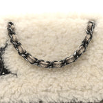 Shearling Sheepskin Denim Small Paris Dallas Sheriff's Star Flap Brown White