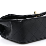 Lambskin Quilted Mini Top Handle Rectangular Flap Black