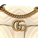 Calfskin Matelasse Mini GG Marmont Shoulder Bag White