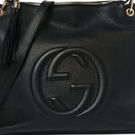 Pebbled Calfskin Large Soho Hobo Black