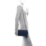 Sheepskin Chevron Quilted Medium Vintage Mademoiselle Flap Navy