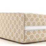 GG Supreme Monogram Emblem Medium Tote Bag  Beige Silver