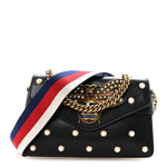 Nappa Pearl Studded Mini Queen Margaret Broadway Shoulder Bag Black