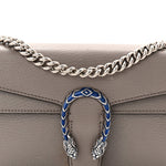 Dollar Calfskin Enamel Small Dionysus Shoulder Bag Dusty Grey Electric Blue