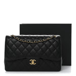 Caviar Quilted Jumbo Double Flap Black