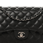 Caviar Quilted Jumbo Double Flap Black