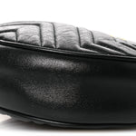 Azalea Calfskin Matelasse Heart Mini GG Marmont Round Shoulder Bag Black