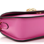 Calfskin Vinyl Small Houndstooth La Medusa Crossbody Bag  Red Fuchsia