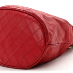 Lambskin Diamond Stitched CC Drawstring Shoulder Bag Red