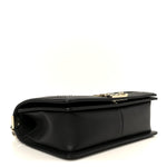 Calfskin Quilted Medium Chain Detail Boy Flap Black
