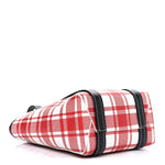 Calfskin Embossed Plaid North-South Small Barbes Shopper Tote Red