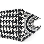 Canvas Macro Houndstooth Embroidered Medium Book Tote Black White