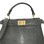 Stingray Shiny Nappa Petite Peekaboo I SEE U Satchel Verde Inglese